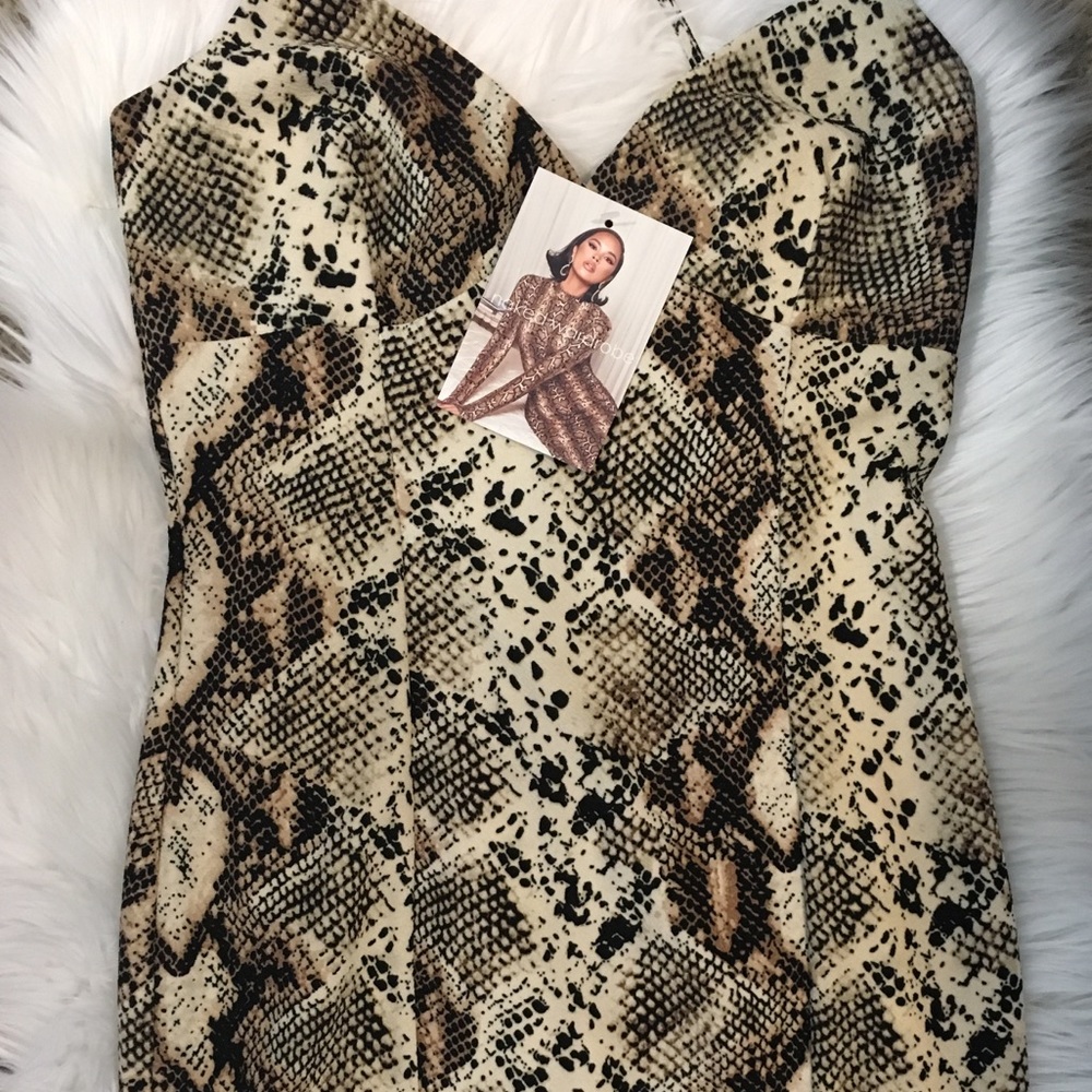 Naked Wardrobe snake print mini dress